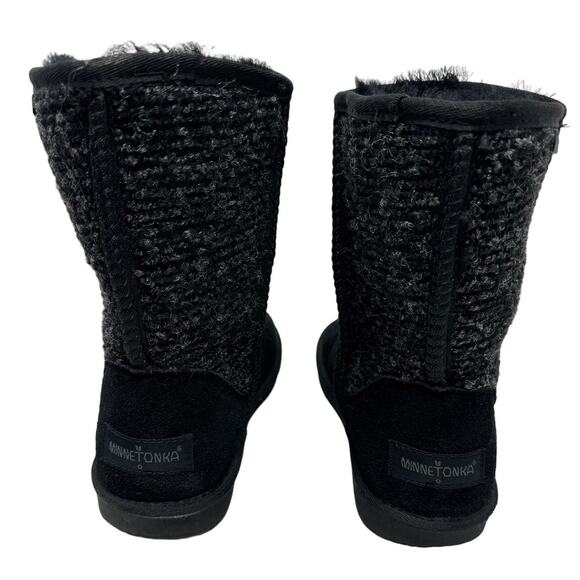 Minnetonka Black Suede‎ and Fabric Shearling Boots 7 - Picture 4 of 7